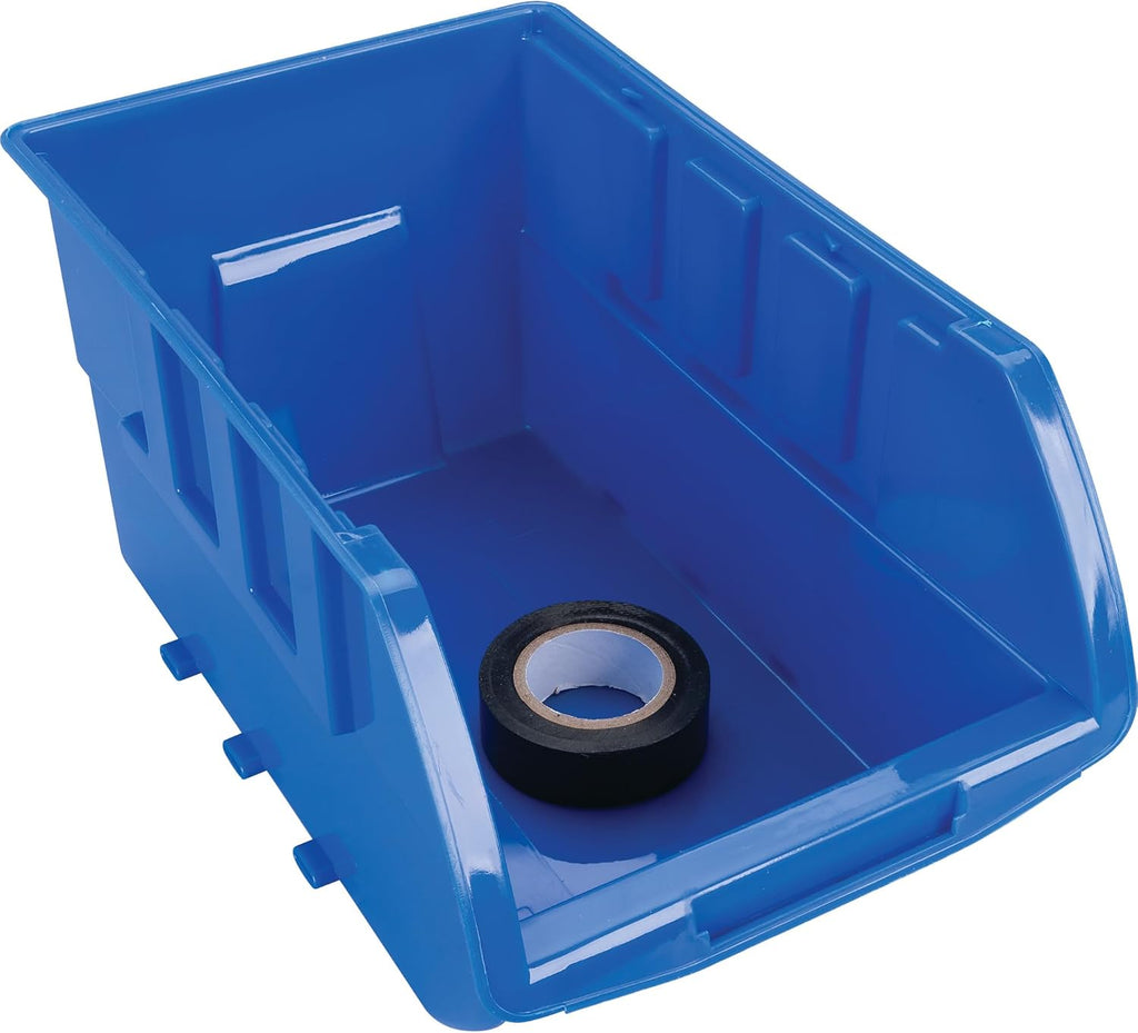 Performance Tool W5193 Half Bulk Bin Storage Rack with 32 Large and Small Bins for Easy Garage Organization of Tools, Parts, Hardware, and More, Red and Blue