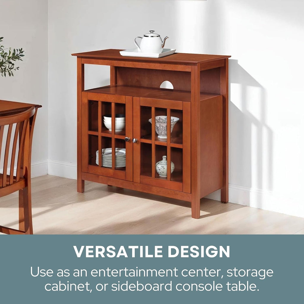 Convenience Concepts Big Sur Highboy TV Stand 36' - Modern Entertainment Center For TVs up to 40', Storage Cabinet for Dining, Living Room, & Entryway, Console Hall Table with Shelves, Cherry