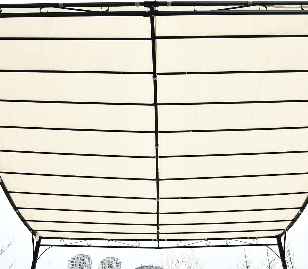 10' x 10' Steel Outdoor Pergola Gazebo, Patio Canopy with Weather-Resistant Fabric and Drainage Holes for Backyard Pool Deck Garden (Cream White)
