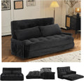 Convertible Futon Sofa Bed with Adjustable Backrest Pillows,Folding Loveseat Sleeper Sofa,Corduroy Pull Out Couches with Side Pocket for Living Room Bedroom Lounge（Charcoal）