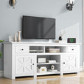 DWVO Farmhouse TV Stand for 75/80 Inches TVs, Entertainment Centers Furniture 30' Tall, TV Consoles with Storage Drawers & Power Outlet, Rustic TV Stands for Living Room, White