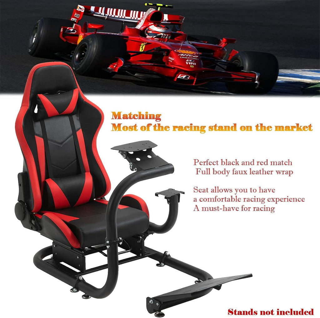 Marada Gaming Racing Seat for Simulator Cockpit with Double Locking Slides,Include Lumbar and Neck Pillow,Adjustable PU Leather Chair for Heavy-Duty Metal Driving Sim Mount (No Steering Wheel Stand)