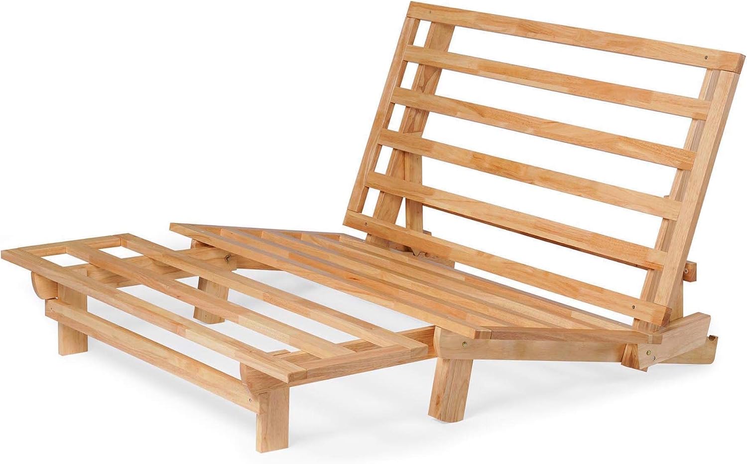 Nirvana FUTONS Queen Size Tri-Fold Wood Futon Sofa Bed Lounger Frame - (Space Saver, Natural Finish) Ideal for Small Spaces, RVs, and Dorm Furniture