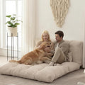 Folding Sofa Bed, Convertible Sleeper Chair with Pillow Foldable Mattress with Back Support, Portable Fold Out Chair Bed Comfy Floor Sofa Lounge for Living Room Bedroom, Beige Full 80x54 Inch