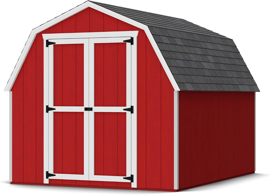 Little Cottage Co. 8x10 Value Gambrel Barn with 4 ft. Sidewalls with Floor, Outdoor Wood Storage Shed Do-It-Yourself Precut Kit