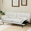 MUUEGM Futon Sofa Bed Convertible Couch,Memory Foam Futon Sofa Couch,Sleeper Futons Sofa Couches,Small Splitback Modern Loveseat Sofa Bed for Living Room,Office,Apartment,Faux Leather,White.