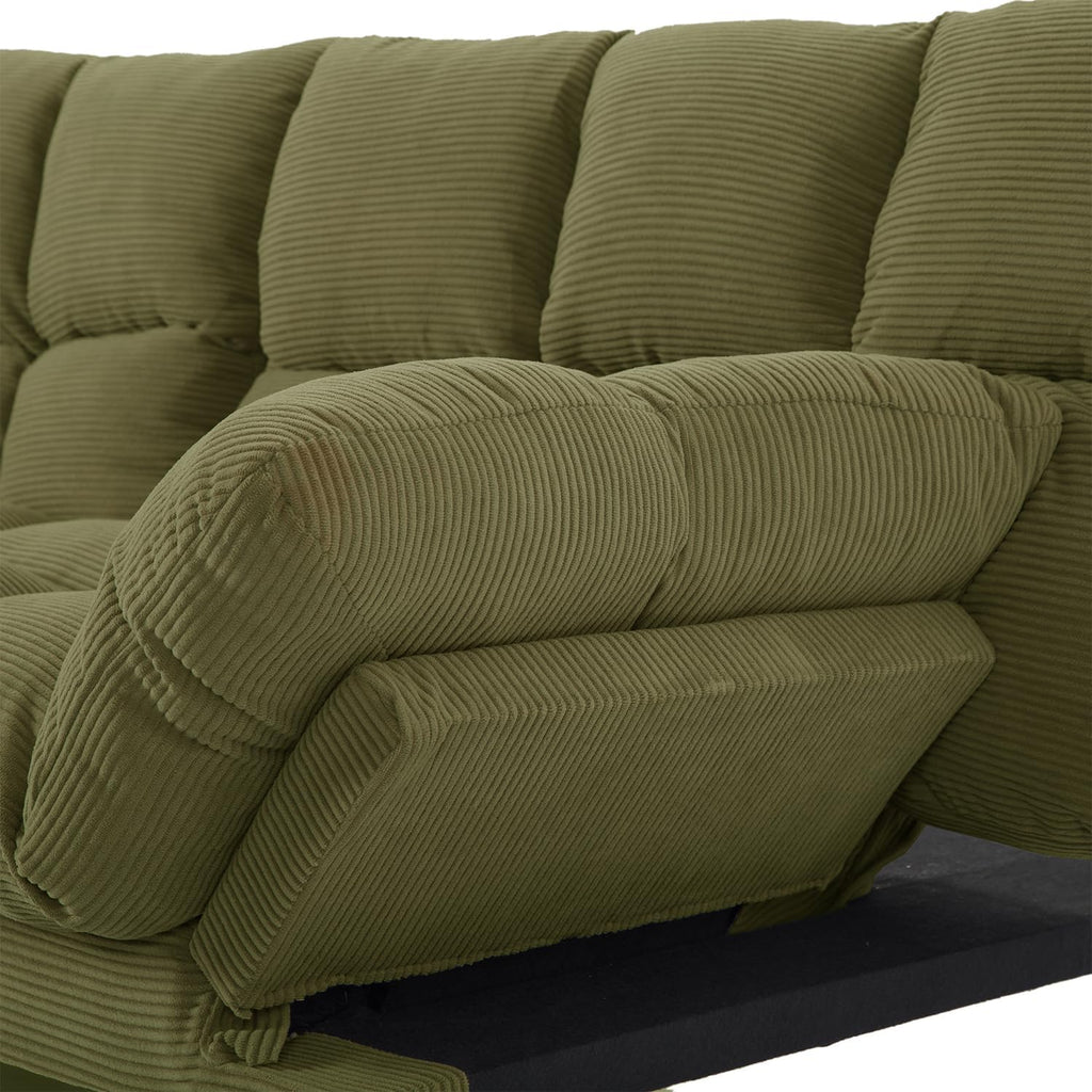 Modern Green Corduroy Convertible Folding Futon Couch Sofa Bed Adjustable Pillow Top Arm Memory Foam Couch Double Loveseat Sofa for Compact Living Space, Game Studio, Apartment, Bedroom (67.3' Green)
