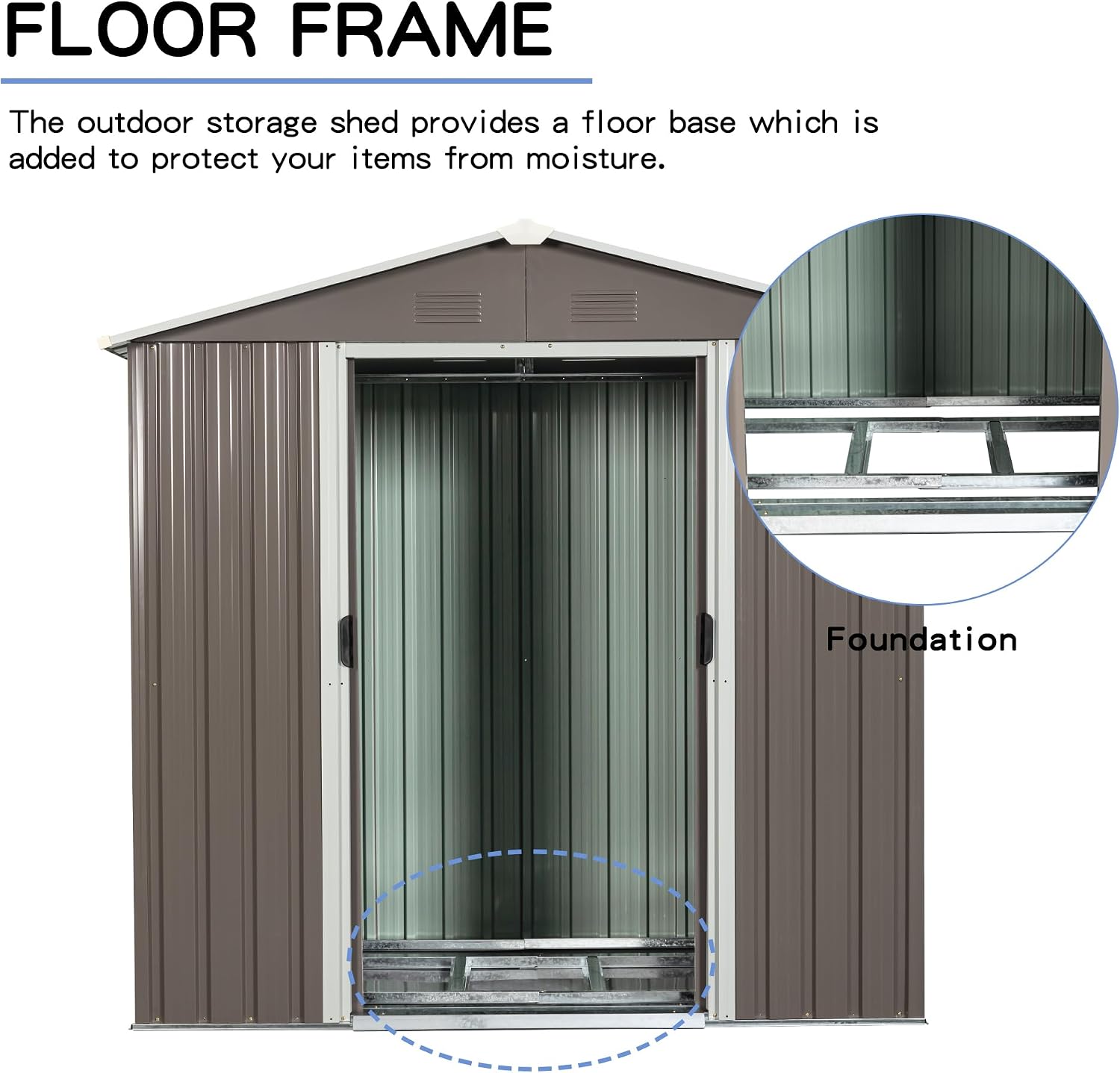 8 x 4 FT Outdoor Storage Shed, Metal Garden Shed with Floor Frame, Tool Shed Outdoor Storage with Lockable Sliding Doors & Air Vents, Storage House Waterproof for Backyard, Lawn, Gray