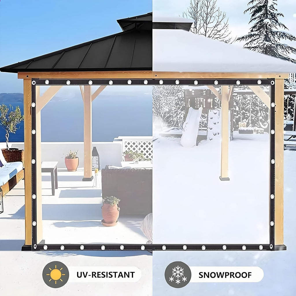 Clear Plastic Tarp for Pergola 14x20 FT, Anti Tear PVC Waterproof Cover with Metal Grommets, 0.12mm Thick for Porch Swimming Pool Chicken Coop Yard Gazebo
