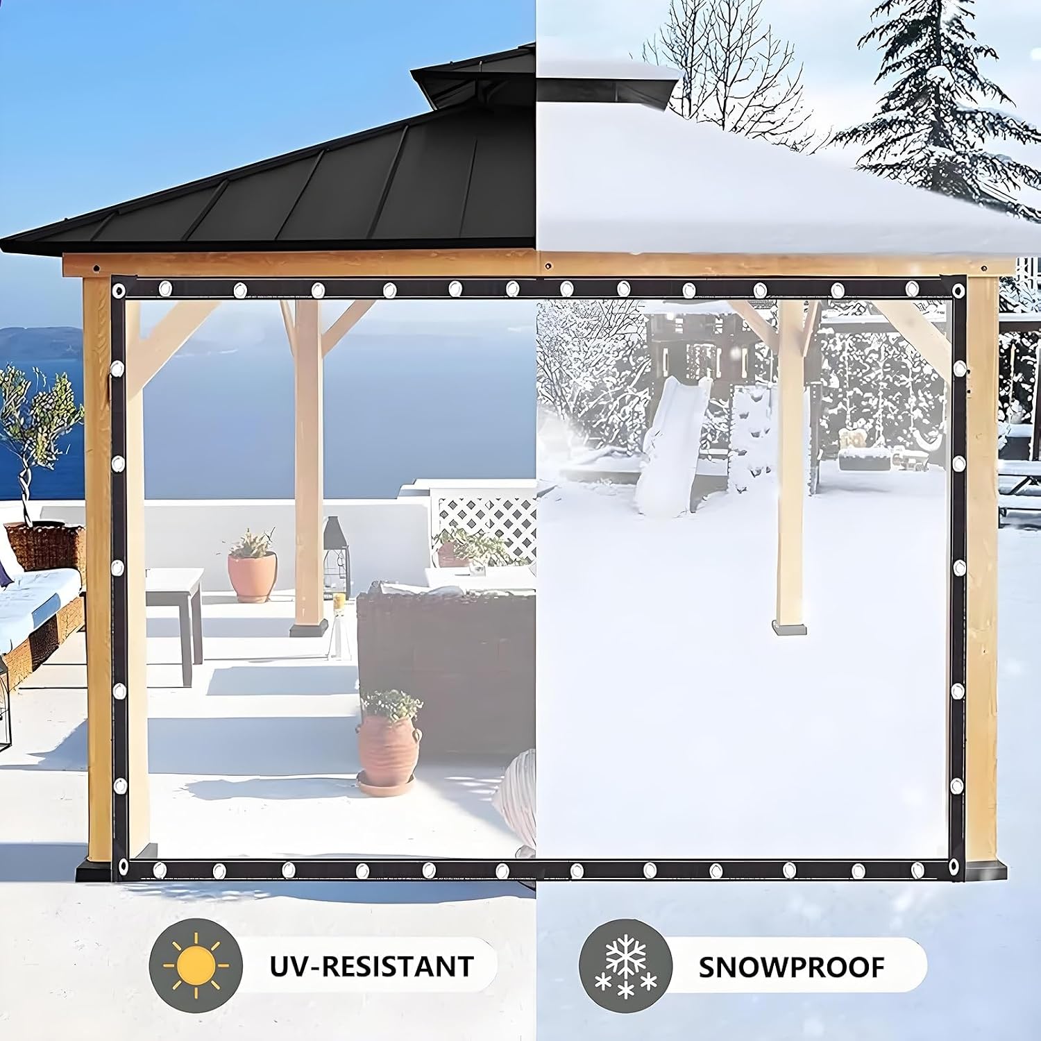 Clear Plastic Tarp for Pergola 14x20 FT, Anti Tear PVC Waterproof Cover with Metal Grommets, 0.12mm Thick for Porch Swimming Pool Chicken Coop Yard Gazebo