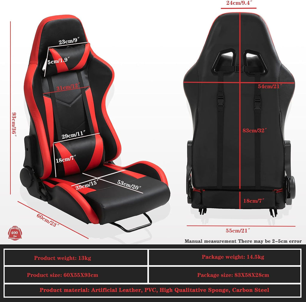 Marada Gaming Racing Seat for Simulator Cockpit with Double Locking Slides,Include Lumbar and Neck Pillow,Adjustable PU Leather Chair for Heavy-Duty Metal Driving Sim Mount (No Steering Wheel Stand)