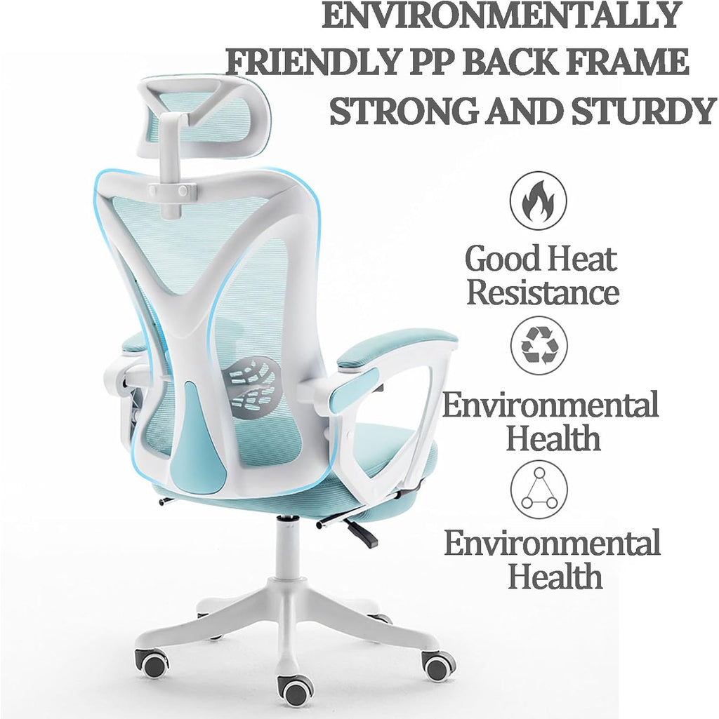 Big and Tall Gaming Chairs for Adults with Footrest Ergonomic Office Chair Computer Chair with Lumbar Support Swivel Seat Height Adjustable Computer Chair with Headrest 62x49x121cm Blue
