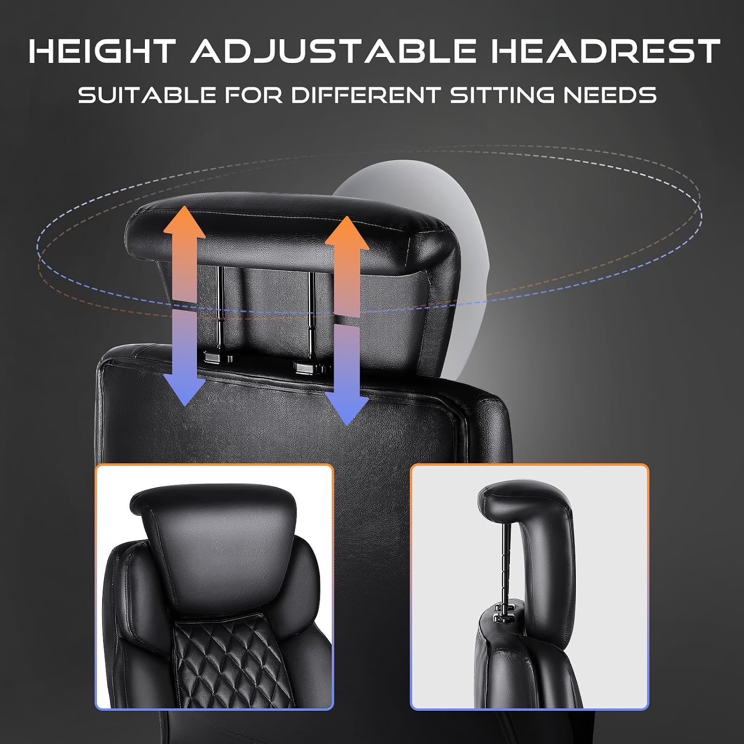 OFIKA 600lbs Big and Tall Office Chair with Foot Rest and Lifting Headrest,Large Heavy Duty Chair with Adjustable Lumber Support,Executive Office Chair,Leather Chair for Heavy People (Black)