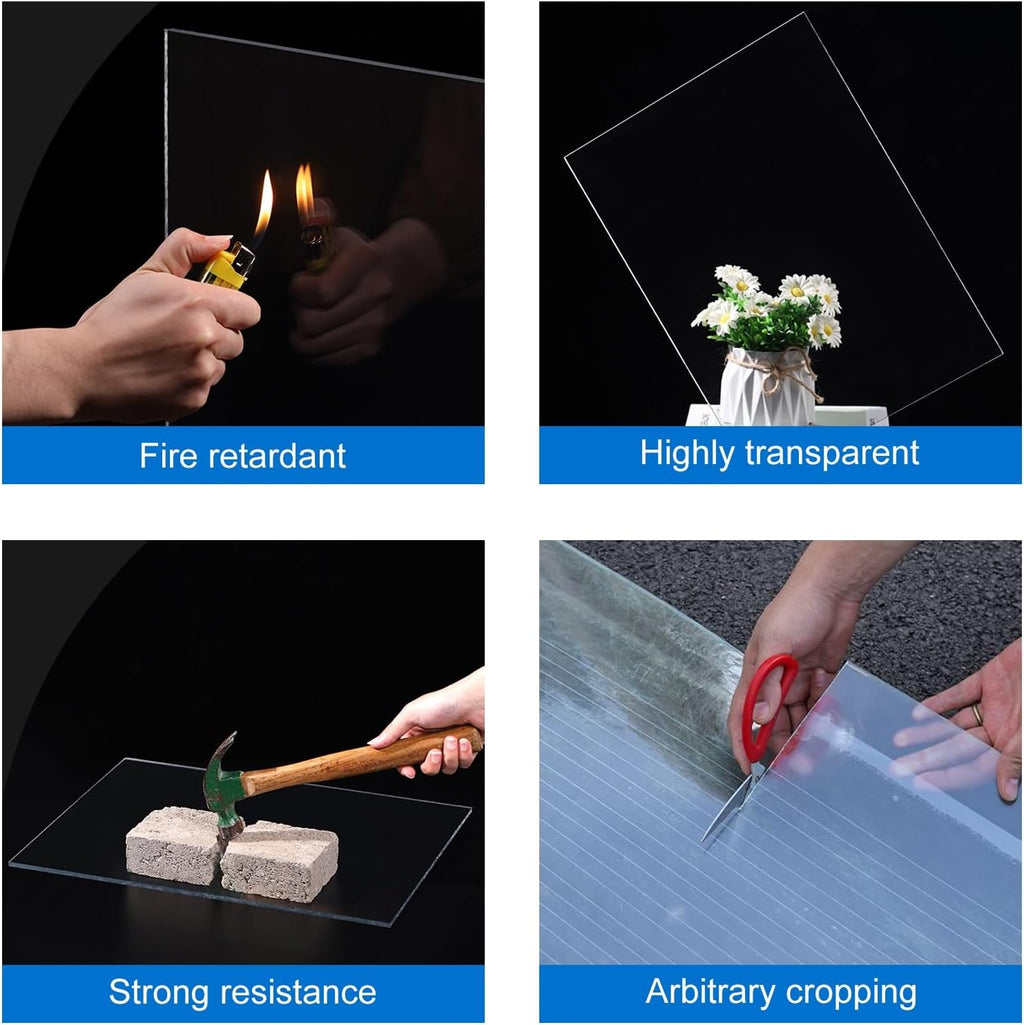 5mm Transparent Polycarbonate Sheet, Plastic Roof Panels, Patio Roof Cover, Clear Plastic Sheet Acrylic Board, for DIY Projects, Art, Display Usef(60x150cm/24x59in)