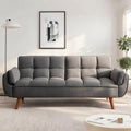 Convertible Futon Sofa Bed, Modern Futon Couch with 2 Pillows, Small Futons Couch with Adjustable Armrest & Backrest, Loveseat Sofa Bed for Living Room, Bedroom, Dark Gray