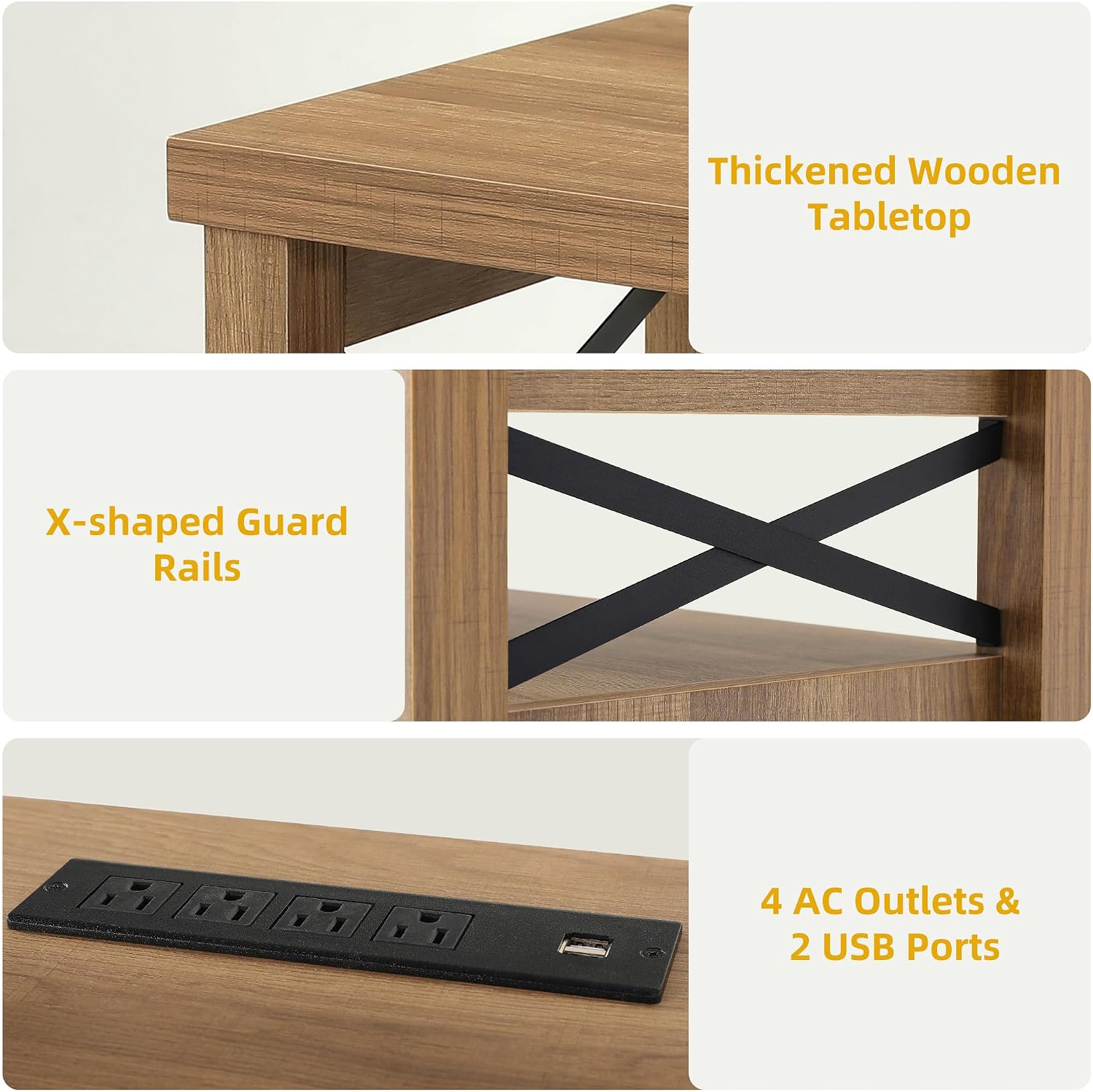 DWVO Farmhouse TV Stand for 65 inch TVs, LED Entertainment Center with Storage, TV Console with Power Outlets, Wooden Bar Coffee TV Table with Shelves for Living Room (Oak)