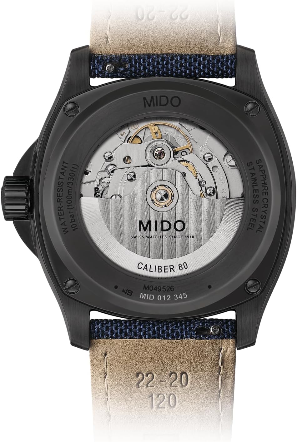 MIDO Multifort TV Big Date - Swiss Automatic Watch for Men - 40mm Case with Transparent Caseback