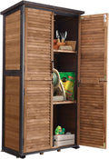 GUTINNEEN Outdoor Storage Cabinet Waterproof Metal Frame Wooden Storage Sheds Outdoor with Floor 4 Lockable Doors, 2 Adjustable Shelves, Garden Tool Shed for Patio Porch Backyard Lawn 63'