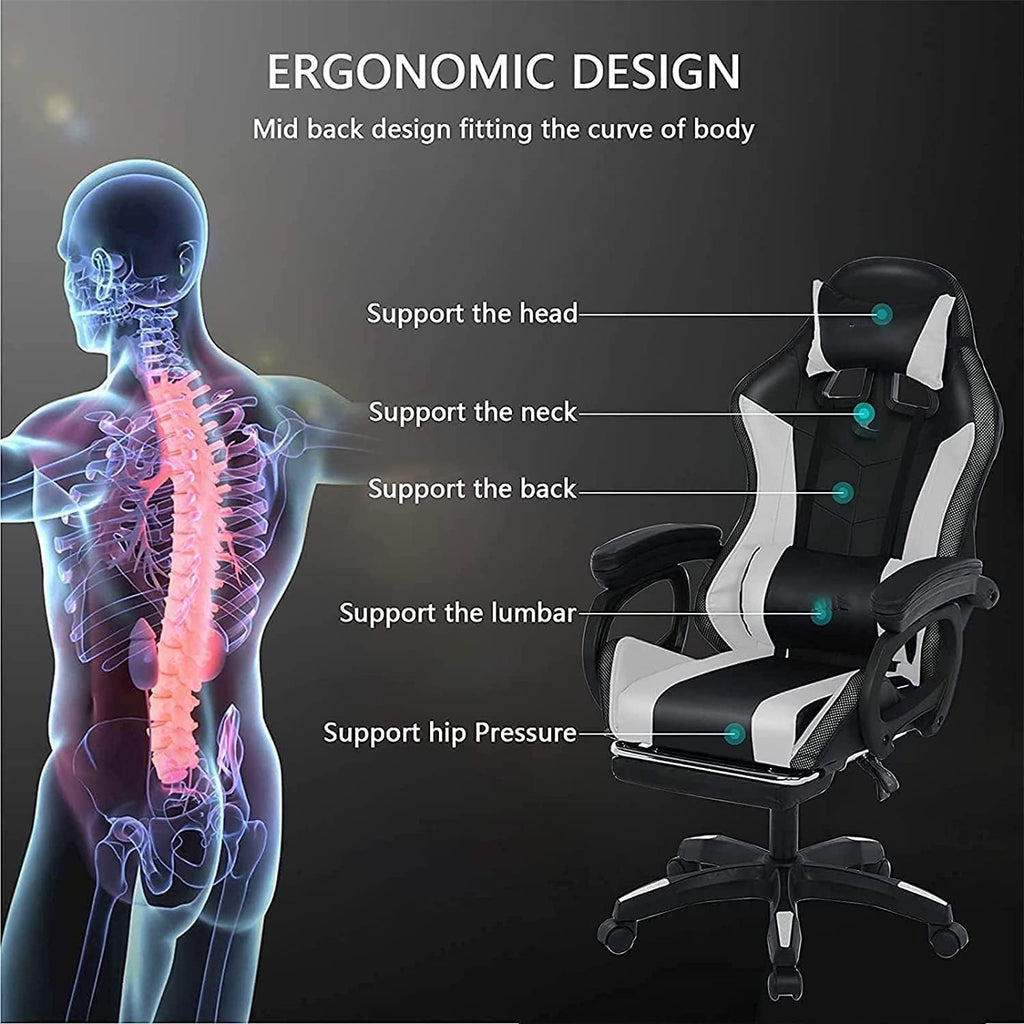 X Rocker Gaming Chair Gaming Chair with RGB Lighting and Speakers, Ergonomic Gaming Chair with footrest and 7-Point Massage Function, 150° tiltable Office Chair Gaming Chair for Adults,White