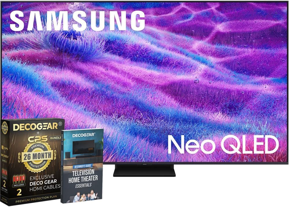 Samsung QN100QN80FFXZA 100 inch Neo QLED 4K QN80F Vision AI Smart TV (2025) Vision AI, HDR10+ Bundle with CPS Exclusive 1-Year Protection & Deco Gear Complete Home Theater Beginner's Guidebook