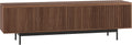 Henn&Hart Fluted TV Stand for TVs up to 75' with 2 Open-Concept Ribbed Storage Cabinets for Living Room, Family Room, or Office, Medium Walnut