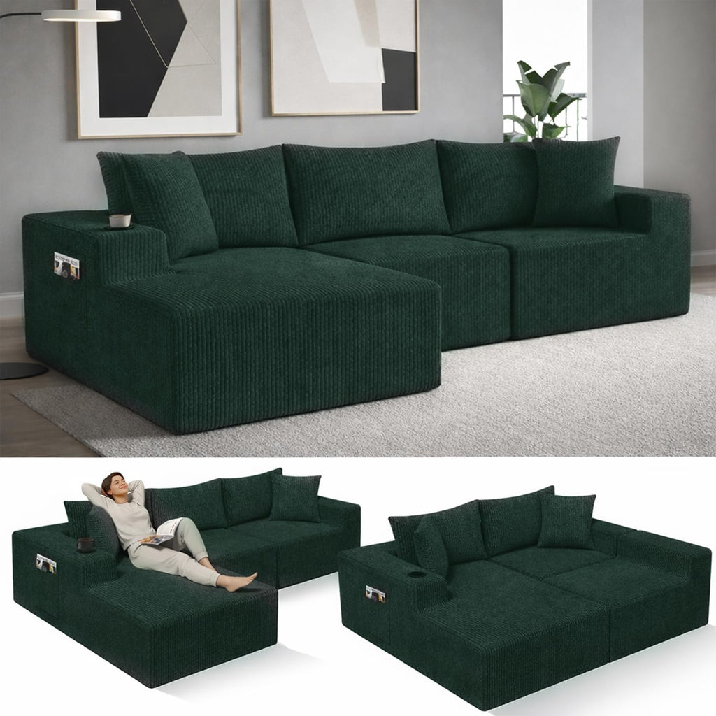 EconoHome Boneless Cloud Sectional Sofa - Plush Deep Seat L-Shaped Couch for Relaxing & Entertaining, Durable Construction & Easy Assembly, Perfect Addition to Any Living Room