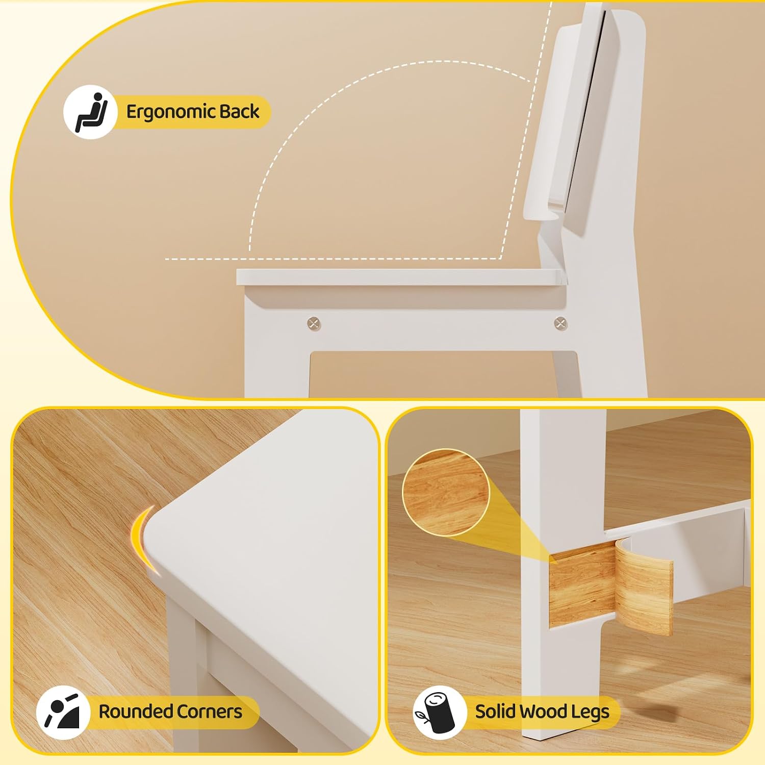 JOYMOR Kids Desk and Chair Set with Bookshelf, Kids Study Desk with Chair with Storage Cabinet, Student Writing Table for Study & Crafts, Student Computer Workstation for 5-12 Years Old, White