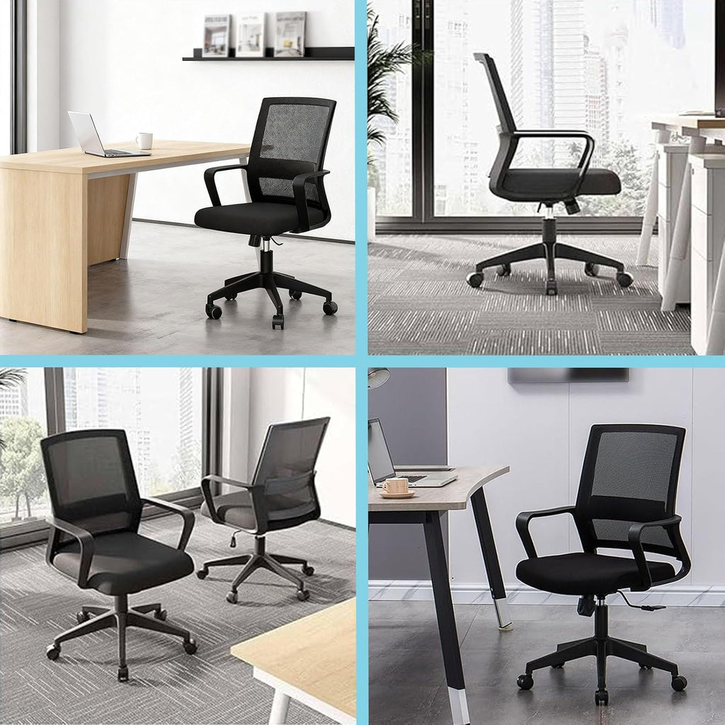 Ergonomic Desk Chair, Desk Chair Comfy Set Of 2,Mid-Back Mesh Computer Chair, Lumbar Support Comfortable Executive,Adjustable Rolling Swivel Task Chair With Armrests For Home Office And Gaming