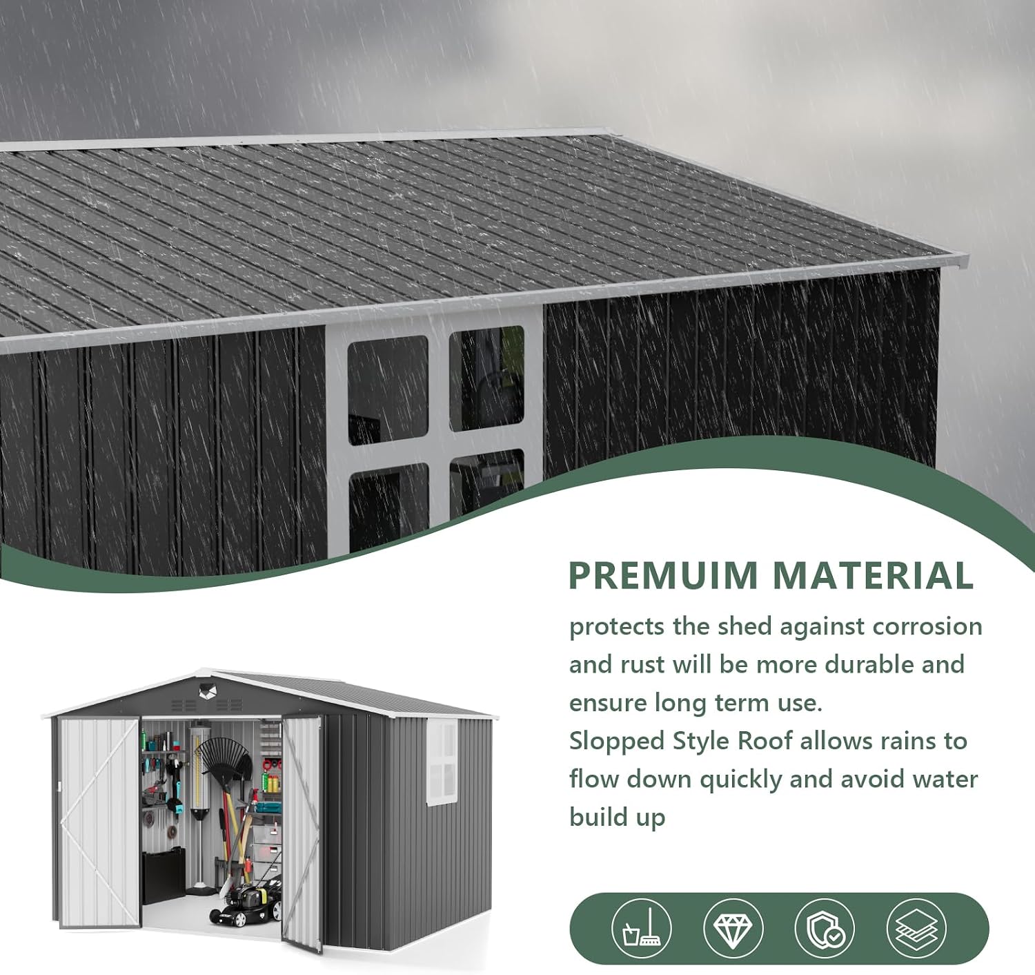 Metal Storage Shed 10x8 FT with Window,Outdoor Storage Building,Large Backyard Sheds,Waterproof Outside Storage Sheds