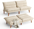 LINSY 71 Inch Futon Sofa Bed Corduroy Futon Couch with Adjustable Backrest, Convertible Folding Futons Sofa Couches for Small Spaces Living Rooms Apartment Office (Beige)