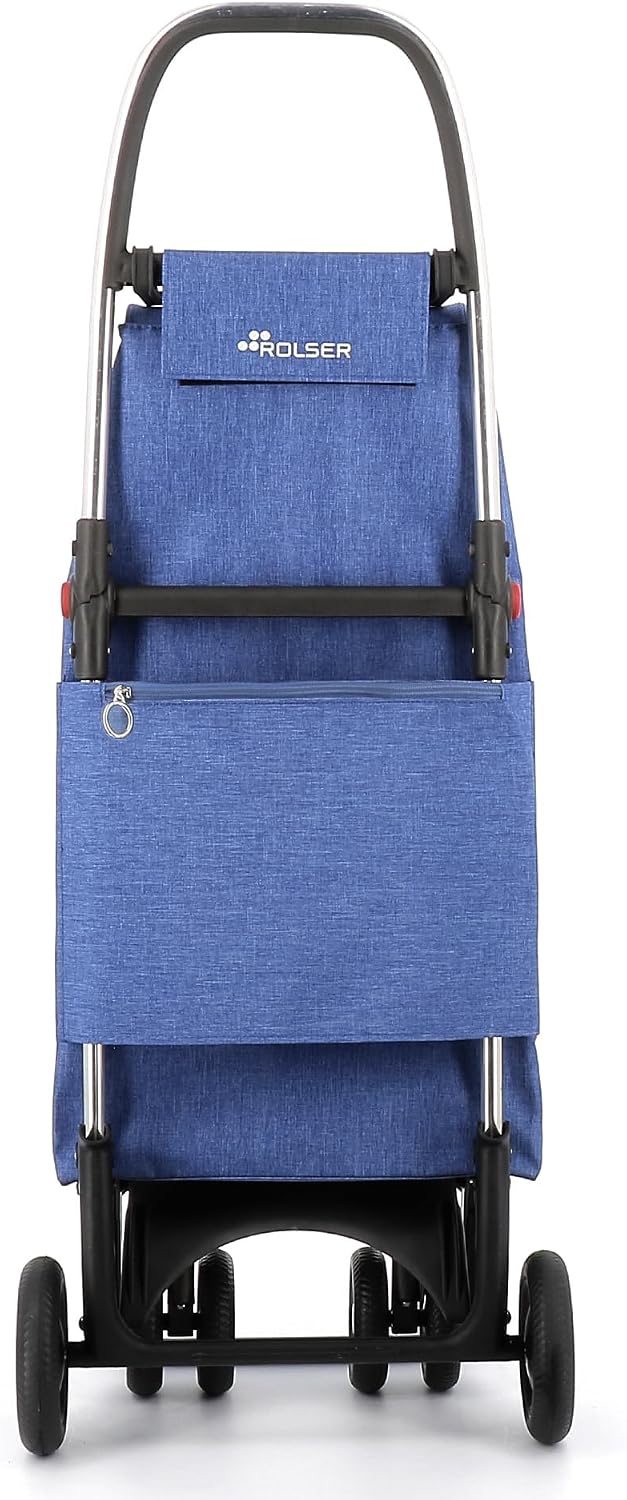 ROLSER I-Max Tweed 4 Wheel 2 Swivelling Foldable Shopping Trolley - Blue