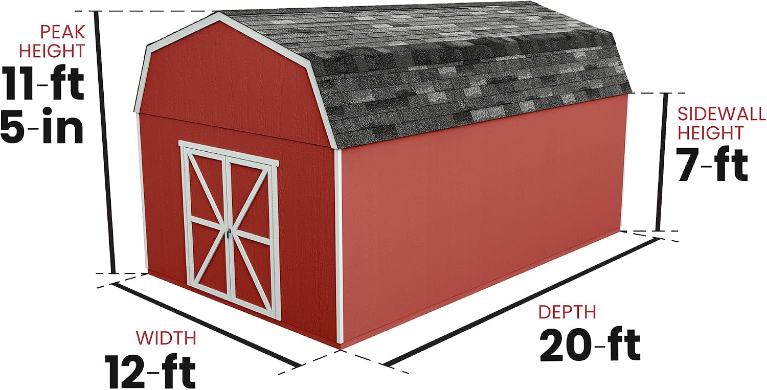 Handy Home Products Hudson 12x20 Do-it-Yourself Wooden Storage Shed with Floor Kit- Does not Include Paint or Roofing Shingles