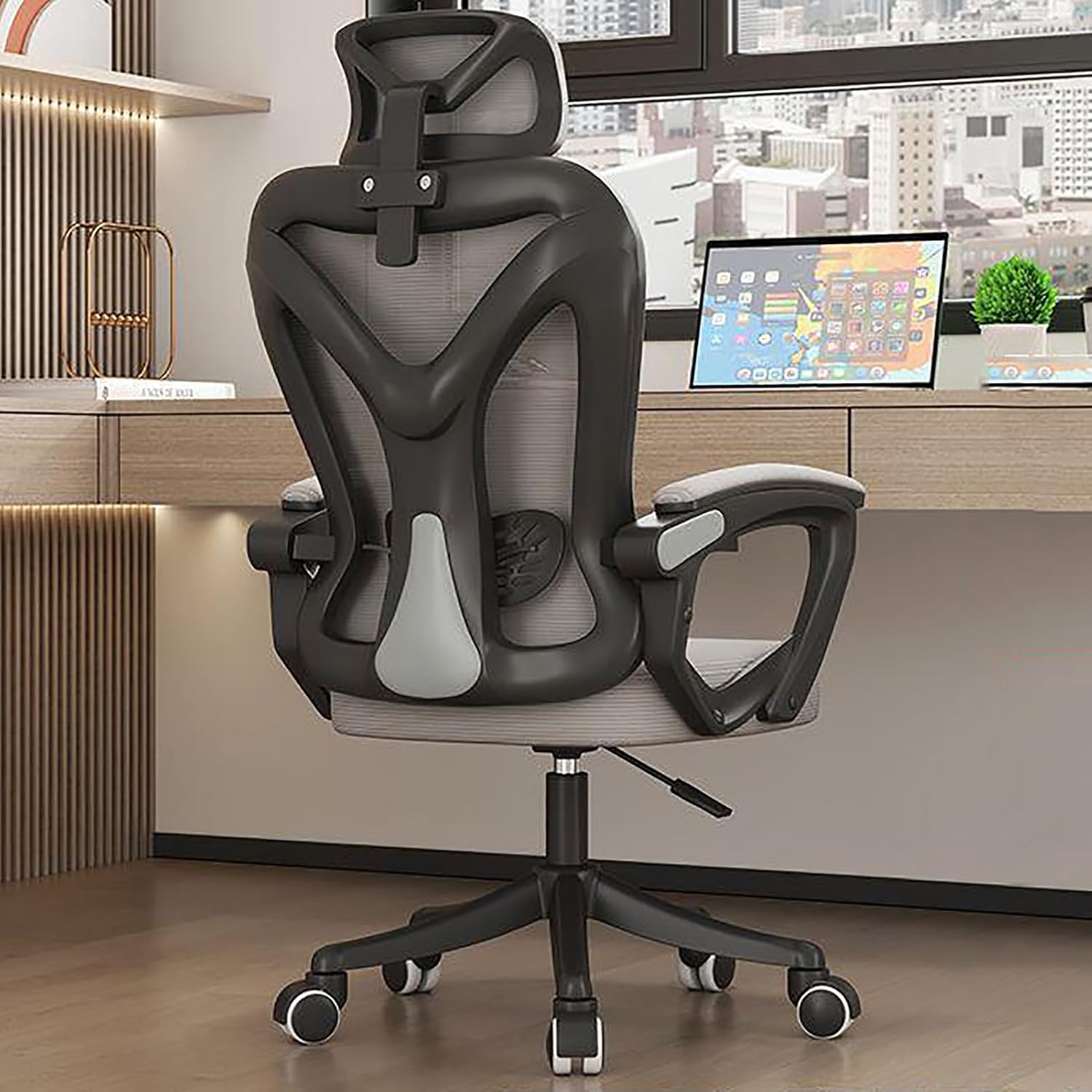 Office Chair, Mesh Ergonomic Office Chair, Home Office Computer Chair, with Lumbar Support Armrests, Height-Adjustable 360-Degree Swivel, Suitable for Heavy Weight People Use/C