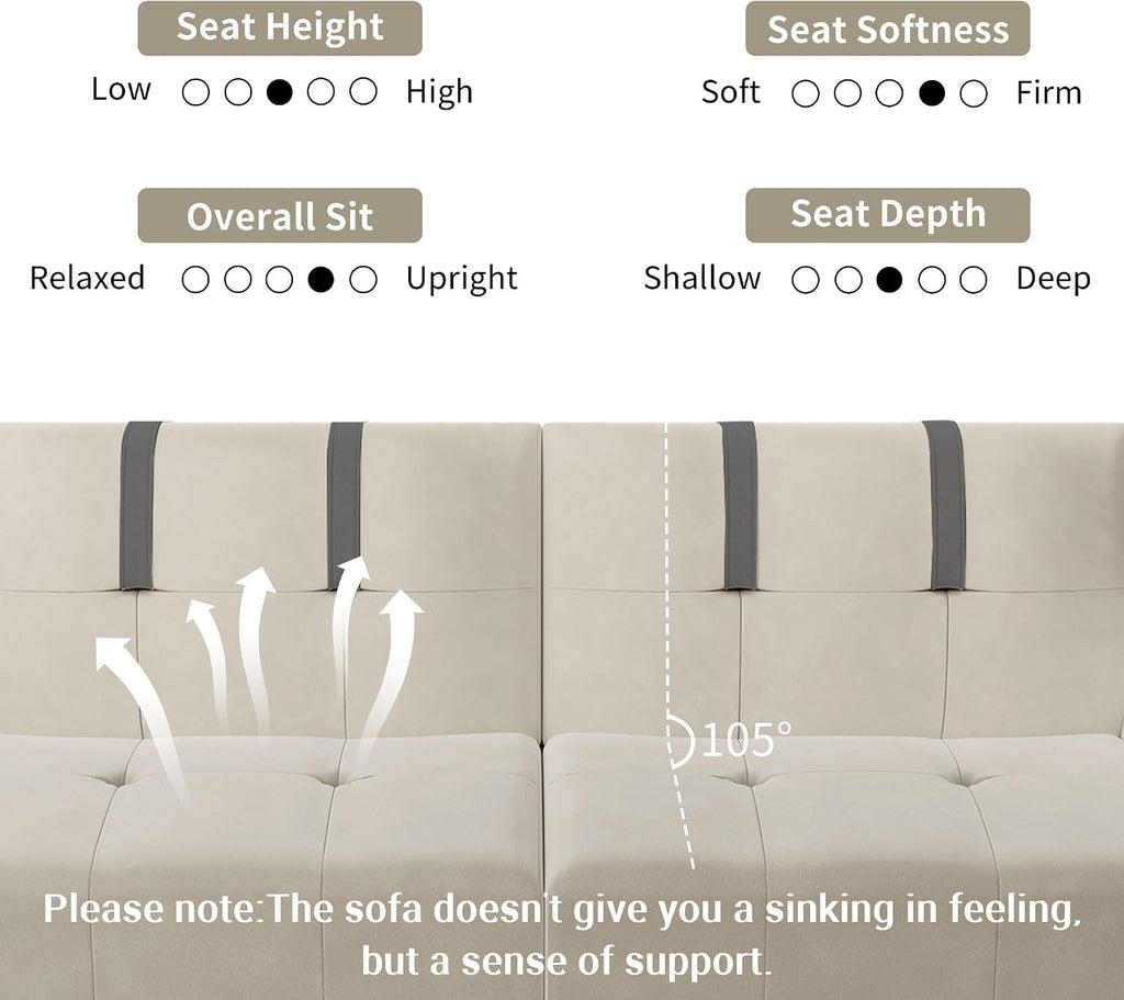Shintenchi Convertible Sofa Bed, Folding Futon Couch with Adjustable Backrest, Sleeper Recliner Loveseat, Modern Futon Couch, Sofa Cama, Couches for Living Room(Coffee