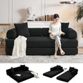 4-in-1 Convertible Folding Sofa Bed, 79' Oversized Corduroy Upholstered Boneless Couch, Loveseat Sleeper Sofa Bed, Floor Sofabed Modular Futon Couch for Living Room Bedroom Lounge (Black)