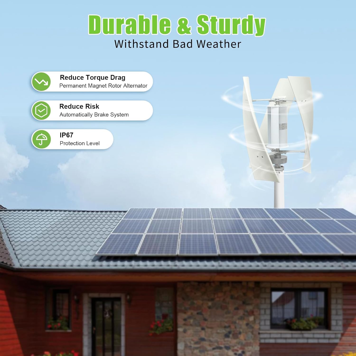100W Vertical Axis Wind Turbine Generator,110V 12V 24V Magnetic Levitation Wind Turbine Kit with Controller for Home Street Lighting (24V)