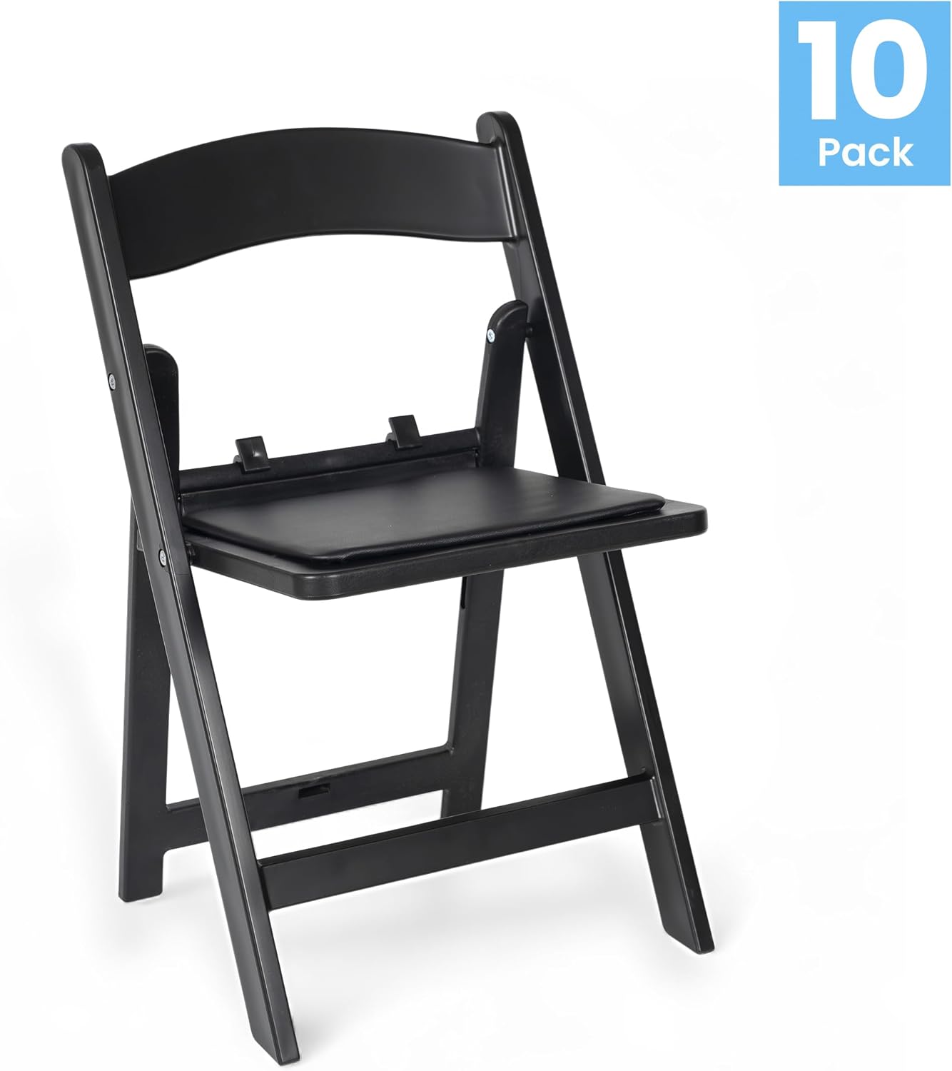 Flash Furniture Hercules Set of 10 Kids Black Resin Folding Chair with Black Vinyl Padded Seat
