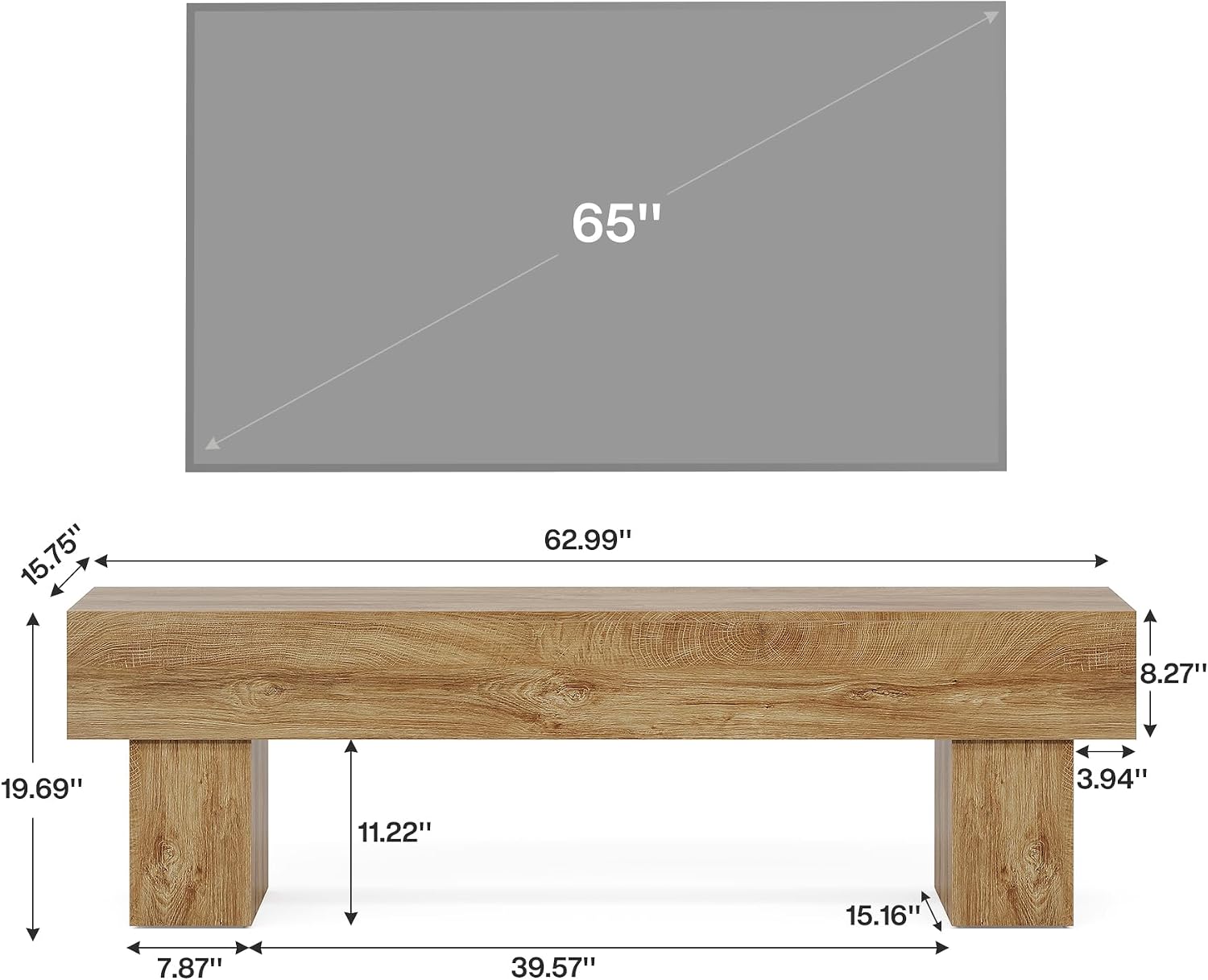 Tribesigns 63' TV Stand, Farmhouse Entertainment Center, Low TV Console Table for Living Room, Long Media Console Television Stands for 55/60/65 Inch TV