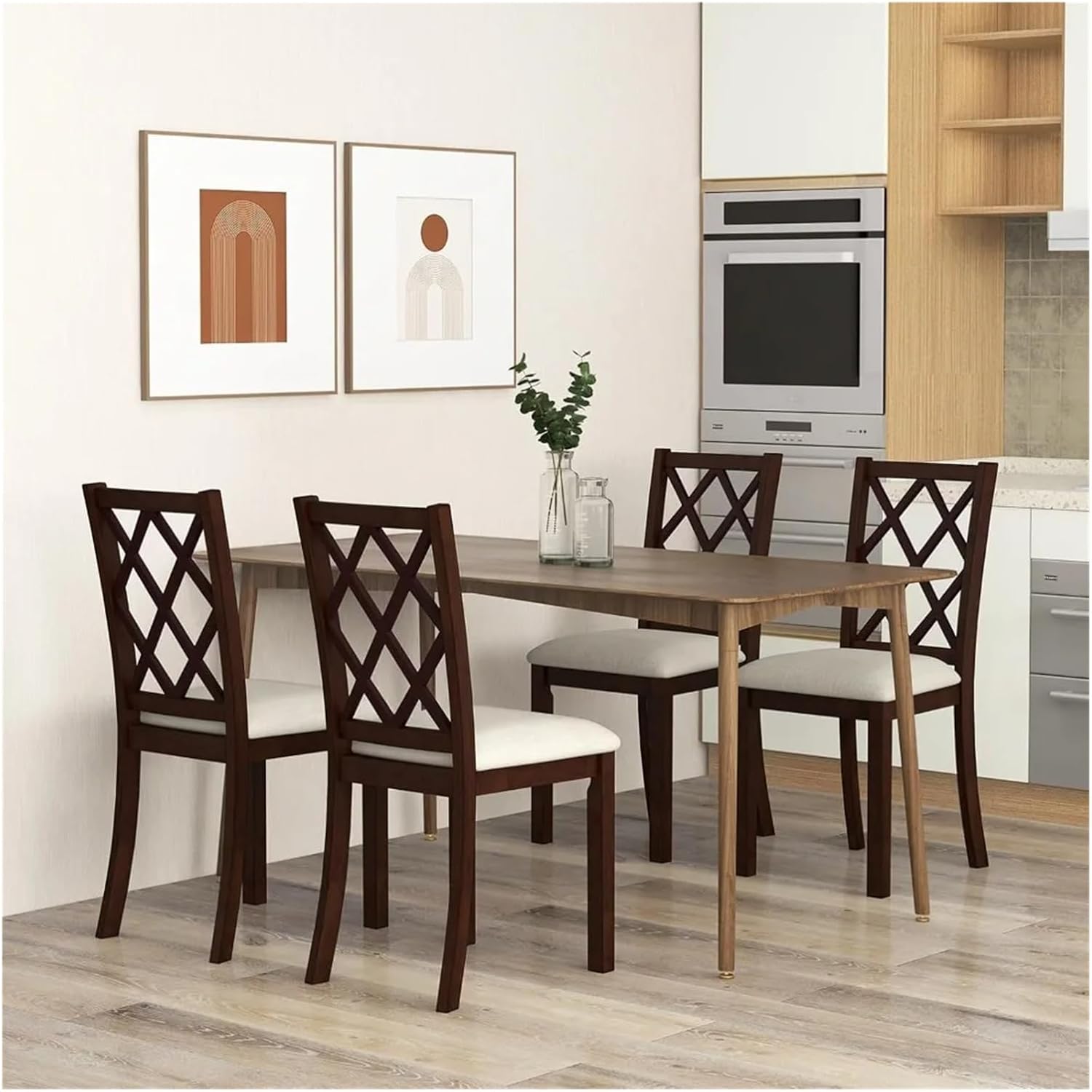 Dining Chairs Outdoor 1pcs Wooden Armless Kitchen Dining Chairs Rubber Wood Legs Max Load 400Lbs