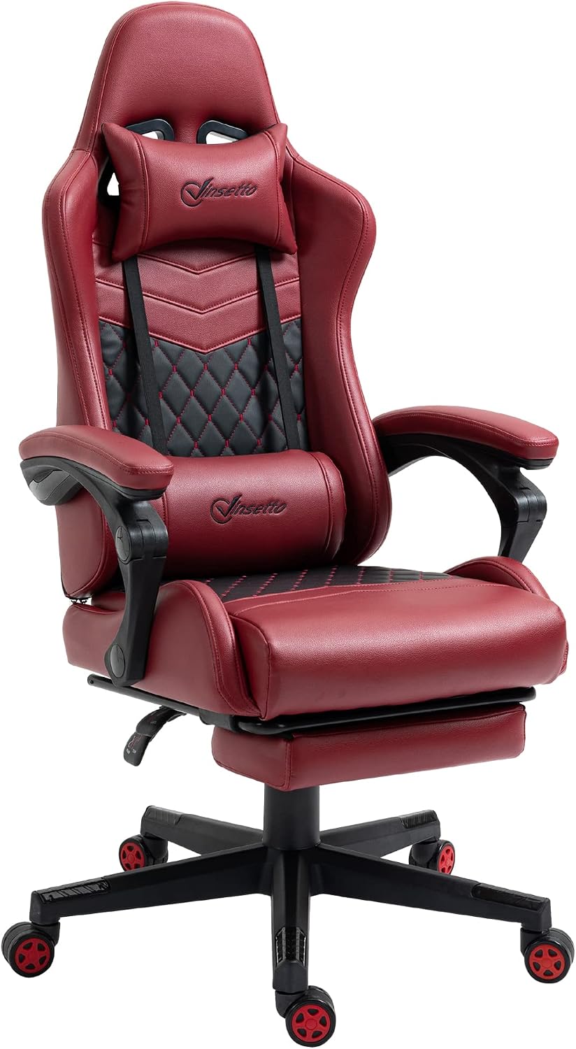 Ergonomic Office Chair with Massage Lumbar Support, 400 lbs High Back Swivel Rolling Desk Chairs, Adjustable Gaming Computer Chairs for Adults, Comfy Home Office Furniture for Bedroom Study,Red