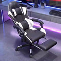Office Video Game Chair with Lumbar Support, 400 Lbs Adult Chair with Footrest and Linked Armrests, Low-Noise Wear-Resistant Pulley, Stable Load-Bearing, Black and Red(White)