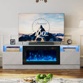 oneinmil 80' TV Stand with 36' Electric Fireplace, Large Modern Media Entertainment Center with Storage Cabinet and 12 Colors LED Lights for TVs Up to 90', Grey+Black