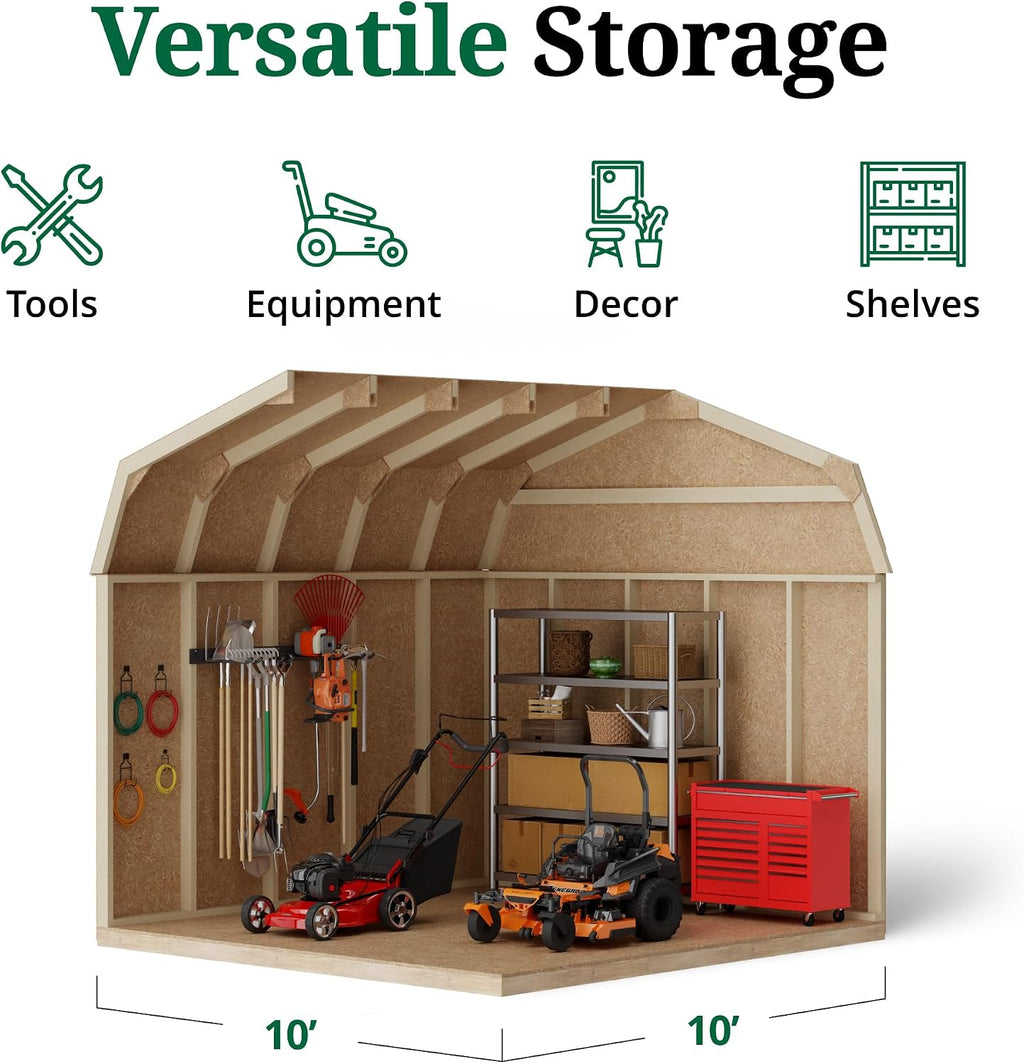 Little Cottage Co. 10x10 Value Gambrel Barn with 6 ft. Sidewalls with Floor, Outdoor Wood Storage Shed Do-It-Yourself Precut Kit
