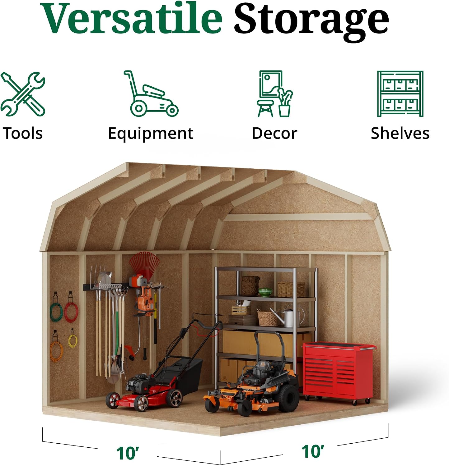 Little Cottage Co. 10x10 Value Gambrel Barn with 6 ft. Sidewalls with Floor, Outdoor Wood Storage Shed Do-It-Yourself Precut Kit
