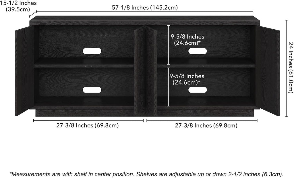 Henn&Hart Hanson, 57' Rectangular TV Stand, Black Grain