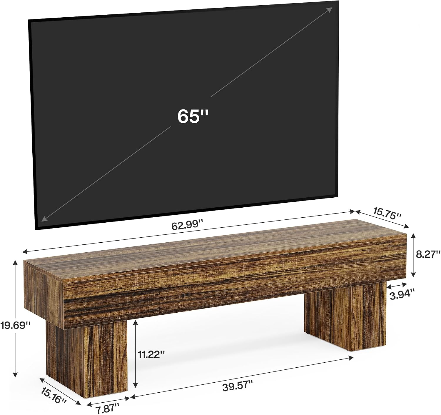 Tribesigns 63' TV Stand, Farmhouse Entertainment Center, Low TV Console Table for Living Room, Long Media Console Television Stands for 55/60/65 Inch TV