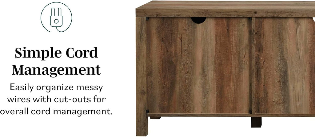 Walker Edison Georgetown Modern Farmhouse Double Barn Door TV Stand for TVs up to 80 Inches, 70 Inch, Rustic Oak, Without Fireplace, 15.75 x 70 x 24 inches