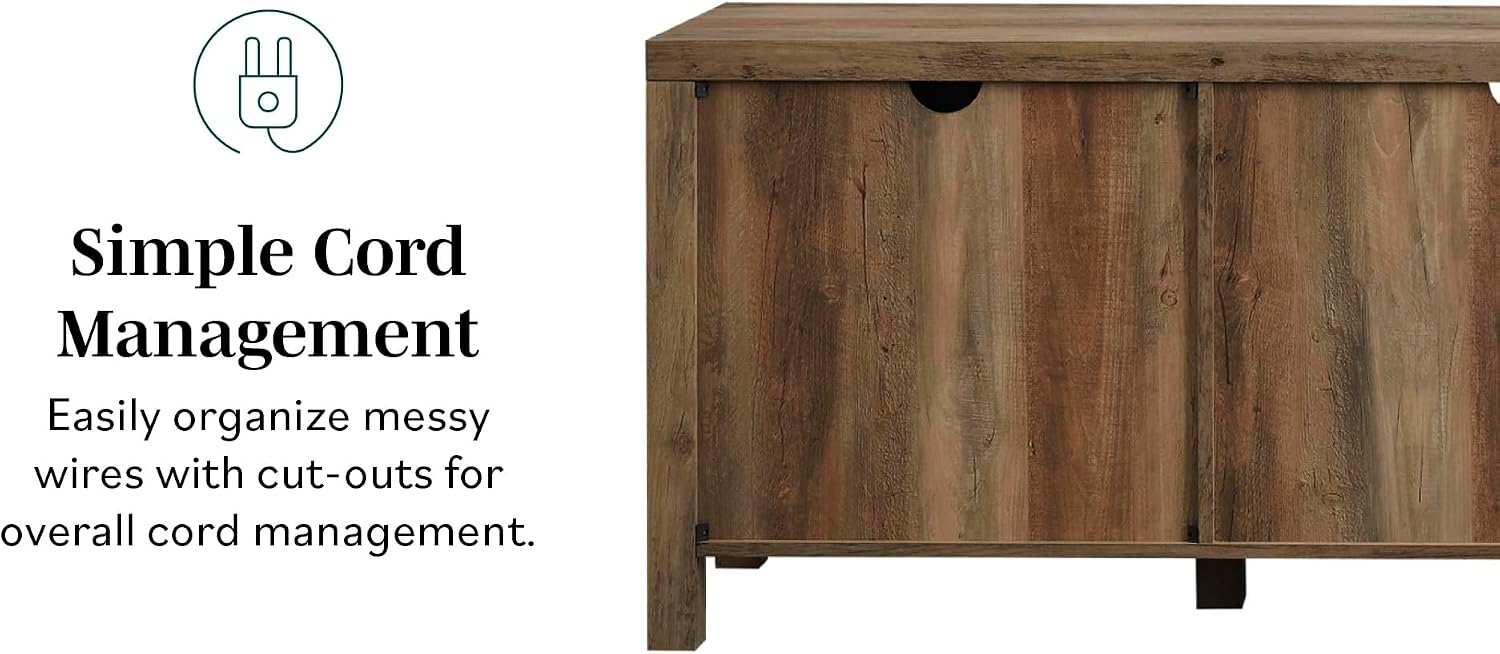 Walker Edison Georgetown Modern Farmhouse Double Barn Door TV Stand for TVs up to 80 Inches, 70 Inch, Rustic Oak, Without Fireplace, 15.75 x 70 x 24 inches