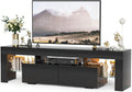 YESHOMY Modern Black LED TV Stand for Televisions up to 70 Inch with Glass Shelves and Drawer, Gaming Entertainment Center with Multiple Dynamic RGB Modes, for Livingroom, Bedroom, 60 Inch, Black