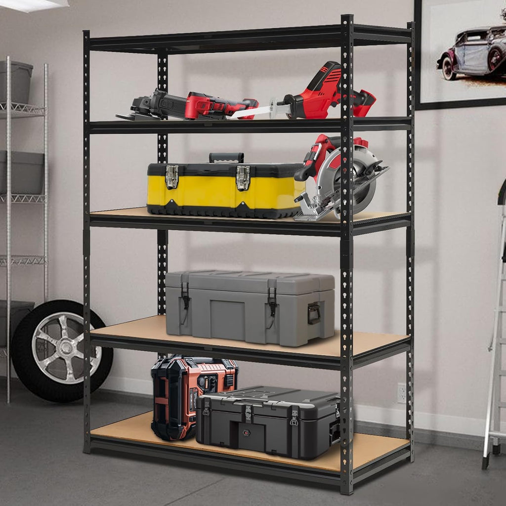 Garvee 5-Tier Garage Shelving Units,48 x 24 x 72 Inch Metal Heavy Duty Adjustable Storage Shelves,Loads 3000 LBS,Garage Storage Shelving, Metal Storage Utility Racks Shelf Unit